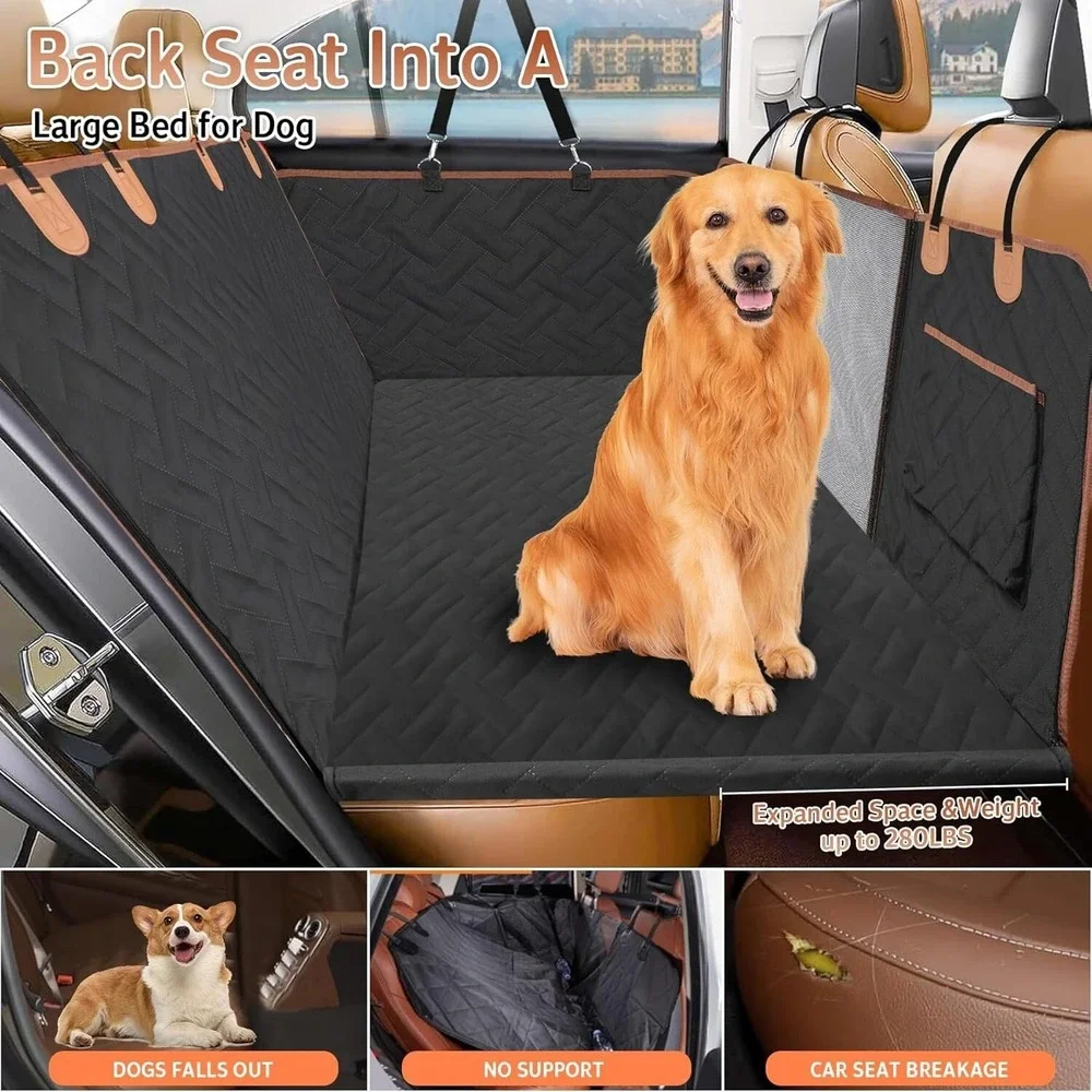 Waterproof Dog Car Seat Cover w/ Hard Bottom Extender for Truck SUV Anti-Scratch